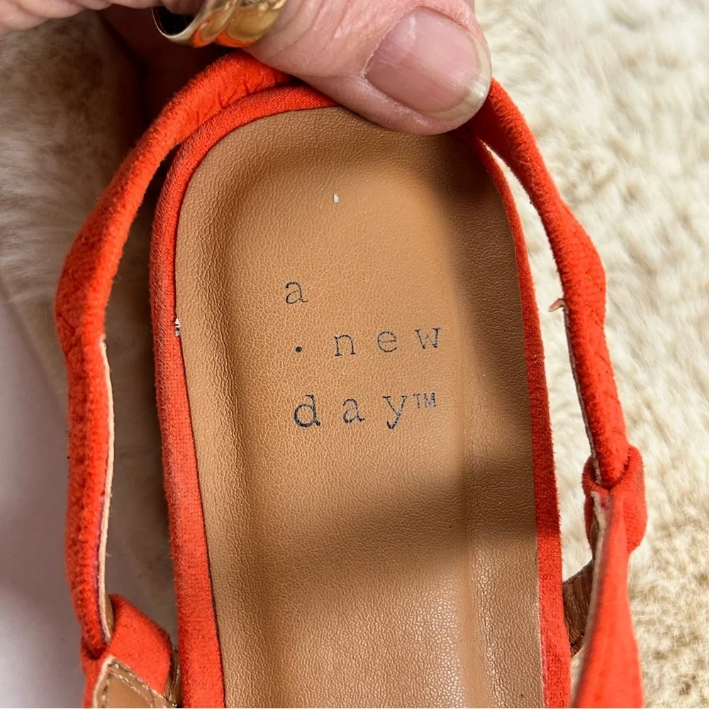 A New Day Orange Strappy Sandals Modern Minimalist Design - Picture 4 of 6